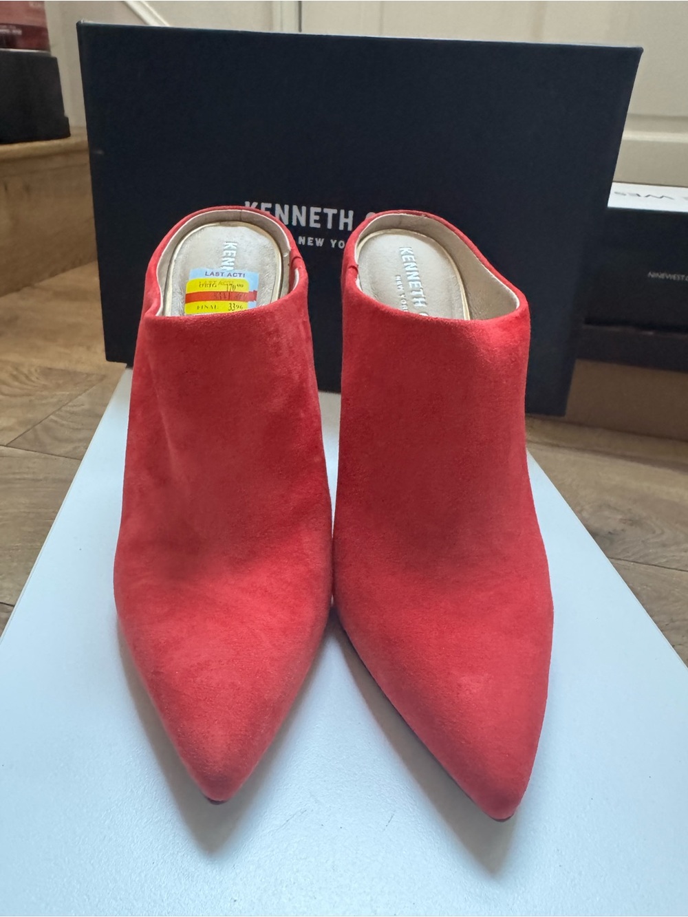 Kenneth Cole Red Suede Pointed Mule Boots